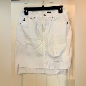 NWOT AG Adriano Goldschmied Distressed Denim White Pencil Skirt